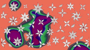 Arkaplan dokusu, duvar kağıdı, turuncu ve nötr renklerde çiçek teması. Kabile sanatı boho baskısı, klasik çiçek arkaplanı. Soyut etnik raster çizim kalıbı.