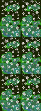 Raster deseni. Bahar çiçekleri dallı desen, yeşil ve gri renkler çiçekli siluet.