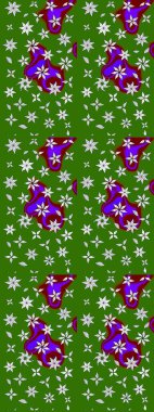 Raster Çiçek İllüstrasyonu 'nun şirin tekstili. Yeşil ve nötr renklerdeki etnik çiçeklerle zarif eskiz deseni.