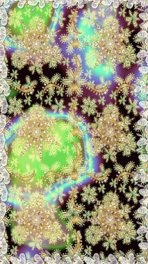 Tarafsız renklerde altın element. Barok tarzında altın çiçekli süs. Antika altın tekrarlanabilir duvar kağıdı. Damask pürüzsüz tekrarlama deseni.