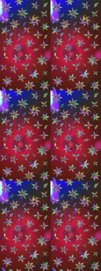 Raster illüstrasyonu. El çizimi çiçekli soyut çizim kalıbı. Kırmızı ve kahverengi renkte çiçekler.