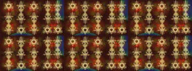 Yeni yıl kar tanesi. Düz kar karalama ikonları, kar taneleri silueti kahverengi, yeşil ve sarı renkli yılbaşı afişleri, kartlar. Güzel soyut kar tanesi raster tasarımı..