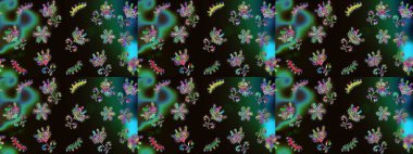 Renkli Bahar Teması eskiz kalıbı. Süslü kumaş deseni. Düz Çiçek Elementleri Tasarımı. Raster illüstrasyonunda çiçek deseni çizimi.