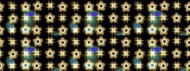 Kış kar taneleri, raster arka plan. Yüzey için tekrarlanan doku, ambalaj kağıdı, siyah, sarı ve kahverengi renkler üzerine kar tanesi.