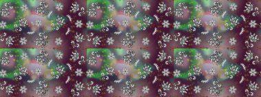 Kusursuz bir arka plan modeli. Yapraklı çiçekler ve kır çiçekli papatya çiçekleri, kahverengi ve mor renkler. Raster - stok.