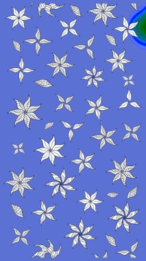 Mavi renkli çiçekler. Sevimli çiçek raster deseni. Düz Çiçek Elementleri Tasarımı. Renkli Bahar Teması çizim şablonu.