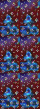 Suluboya çiçekli çiçek deseni. Raster illüstrasyonu. Mavi renkte güzel tekstil.