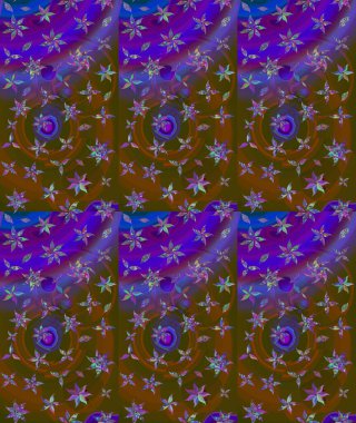 Çiçek duvar kâğıdı. Renkli çizim kalıbı. Çiçek arkaplan. Raster illüstrasyonu. Kahverengi renkli şirin tekstil.