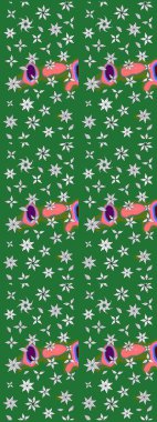 Soyut çiçek çizim kalıbı arka planı. Raster deseni. Küçük çiçekteki sevimli çiçek deseni. Raster illüstrasyonu. Yeşil renklerde.