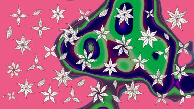 Düz Çiçek Elementleri Tasarımı. Raster. Renkli Bahar Teması çizim şablonu.