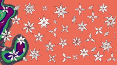 Çiçekli güzel suluboya desen. Raster illüstrasyonu. Turuncu renklerde.