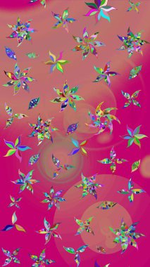 Raster illüstrasyonu. Üzerinde pembe renkte karalamalar olan çiçek deseni çiz..