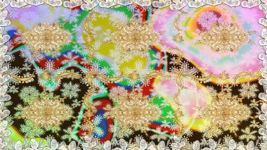 Kusursuz altın desen. Raster oryantal süs. Altın elementlerle nötr renklerde altın desen.