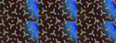 Soyut mandala ya da tuhaf kar tanesi çizgisi sanat tasarımı. Raster illüstrasyonu. Renkli arka planda izole tatlı kar taneleri.