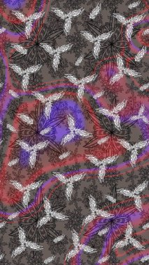 Çizim çiçek deseni duvar kâğıdı olarak kullanılabilir. Kahverengi renkli çiçekler. Raster illüstrasyonu.