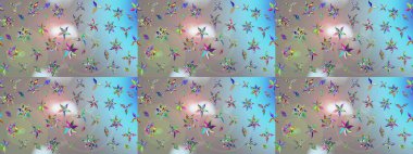 Raster çiçek izi. Çiçek mavisi ve gri çizim deseni. Klasik taslak çizimi.