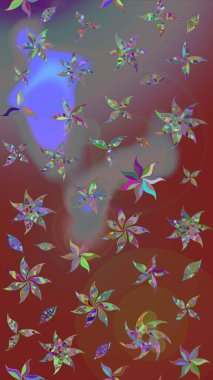 Çiçekli çiçek deseni, suluboya. Raster deseni. Küçük çiçekte güzel bir çiçek deseni..