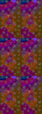 Desen, çizim, çiçek sınırı. Güzel, parlak, pürüzsüz kumaş, tuval. Çiçek çelengi. Eski moda arka plan. Kıvırcık, parlak örgü. Raster illüstrasyonu.