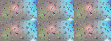 Raster Çiçek İllüstrasyonu güzel tekstil. Gri ve mavi renkli etnik çiçeklerle zarif bir eskiz deseni..