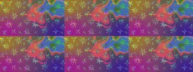 Renkli Bahar Teması eskiz kalıbı. Çiçek deseni. Düz Çiçek Elementleri Tasarımı. Raster illüstrasyonu. Chichi kumaş deseni çiz.