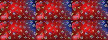 Kırmızı ve mavi renkte çiçekler olan çiçek deseni çiz. Suluboya tarzında kırmızı ve mavi renkte çiçekler.