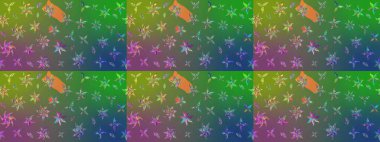 Yeşil ve mavi renkte çiçekler olan çiçek deseni çiz. Suluboya tarzında yeşil ve mavi renkte çiçekler.