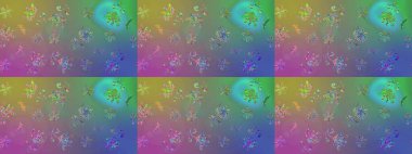 Raster. Güzel suluboya çiçekler, parlak resim ilham verici yeşil ve mavi çiçek desenli eskiz arka plan.