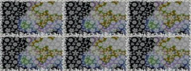 Küçük çiçekteki sevimli çiçek deseni. Gri ve siyah renkli çiçekler. Raster illüstrasyonu.