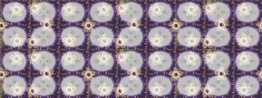 Çiçekli, suluboya desenli kusursuz çiçek deseni. Renkli Bahar Temalı Kusursuz Arkaplan. Düz Çiçek Elementleri Tasarımı. Mor, nötr ve gri renkte çiçekler. Raster illüstrasyonu.