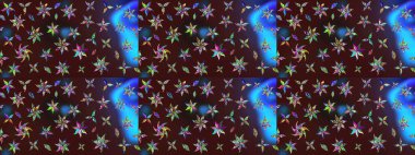 Kahverengi ve mavi renkli çiçekler. Raster illüstrasyonu. Çiçek desenli eskiz, vuruşlar, sıçramalar, yaz çiçekleri..