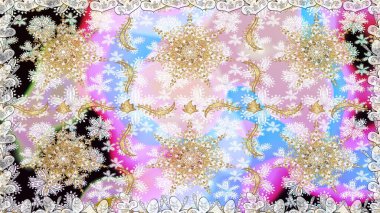 Barok tarzında kusursuz bir doğulu süsü. Raster oryantal süs. Tarafsız ve bej renklerde altın desenli altın elementler. Geleneksel klasik altın desen.