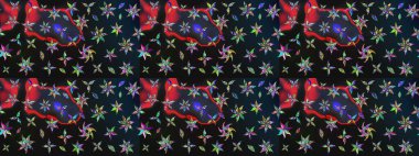 Hediye ambalaj kağıdı, tebrik kartları, posterler ve pankart tasarımı. Raster düz çiçek çizim deseni. Gri ve mavi renkte çiçekler.