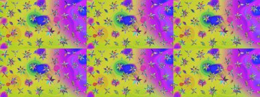 Güzel kumaş deseni. Raster Illustrasyon 'daki Çiçek Deseni' nin son moda çizimi. Renkli Yaz Temalı eskiz kalıbı. Düz Çiçek Elementleri Tasarımı.