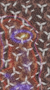 Eskiz arkaplan modeli. Yapraklı çiçekler ve kahverengi renkli papatya çiçekleri. Raster - stok.