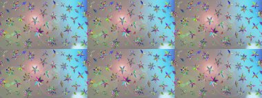 Raster Çiçek İllüstrasyonu güzel tekstil. Gri ve mavi renkli etnik çiçeklerle zarif bir eskiz deseni..