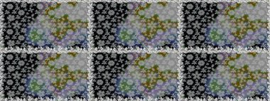 Küçük çiçekteki sevimli çiçek deseni. Gri ve siyah renkli çiçekler. Raster illüstrasyonu.