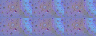 Çiçeksel fantezi tasarımı ve parlak bir arka plan çizimi. Renkli Bahar Teması eskiz kalıbı. Düz Çiçek Elementleri Tasarımı.