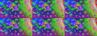 Çiçekli karalama şeklinde Raster çiçek deseni. Nazikçe, güzel çiçek arkaplanı. Yeşil ve mavi renkte çiçekler.