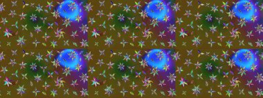 Çiçeksel fantezi tasarımı ve parlak bir arka plan çizimi. Renkli Bahar Teması eskiz kalıbı. Düz Çiçek Elementleri Tasarımı.