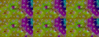 Düz Çiçek Elementleri Tasarımı. Çiçekli eskiz çizimi. Renkli Yaz Temalı eskiz kalıbı. Yeşil ve kahverengi renkte çiçekler.