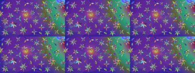 Renkli Bahar Teması eskiz kalıbı. Taslak desenli, modaya uygun kumaş deseni. Raster illüstrasyonu. Düz Çiçek Elementleri Tasarımı. Şirin çiçek elementleri..