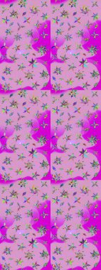 Vadinin çiçekleri tarafsız ve morumsu renklerde. Çiçeksel çizim kalıbının çizimi.