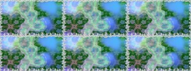 Tropik, dikişsiz çiçek deseni. Mavi renkli çiçekler. Raster illüstrasyonu.