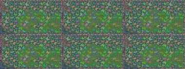 Yeşil ve mavi arka planda kelebekler. Kelebekli tasarım. Çizim, karalama, karalama. Sonsuz. Raster illüstrasyonu. Kusursuz..