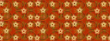 Renkli arka planda izole kar taneleri. Raster illüstrasyonu. Kar taneleri radyal turuncu, kahverengi ve sarı renkler.