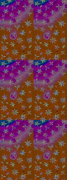 Asya tekstil tarzında. Raster illüstrasyonu. Raster illüstrasyonu. Kahverengi ve mor renkli çiçekler. Çiçek desenini çiz.