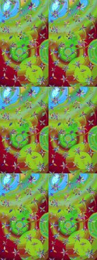 Suluboya etkisi. Organik elementler. Raster deseni. Botanik çizim deseni.