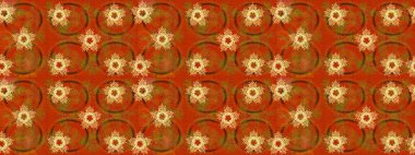 Renkli arka planda izole kar taneleri. Raster illüstrasyonu. Kar taneleri radyal turuncu, kahverengi ve sarı renkler.