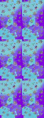 Motley illüstrasyonu. Küçük renkli çiçekler. Küçük çiçekte güzel bir desen. Moda baskıları için zarif bir şablon. Çiçekli bahar çiçekleri.