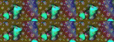 Nakış desenli çiçek deseni. Renkli grunge, kolo çiçekleriyle soyut bir arka plan oluşturur. İzler, kumaş, duvar kağıtları, tekstil için raster dokusu.